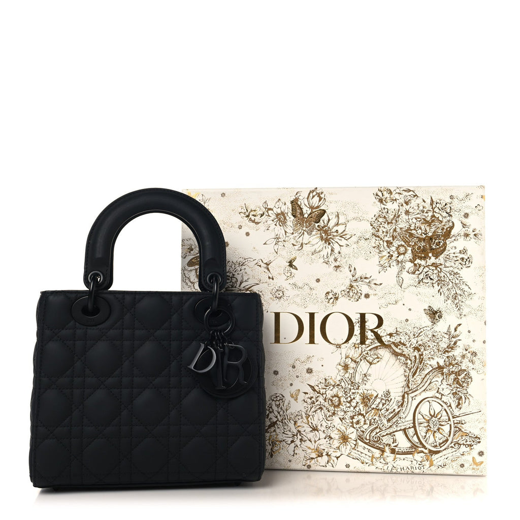 Christian Dior Ultra Matte Calfskin Cannage Small My ABCDior Lady Dior Black