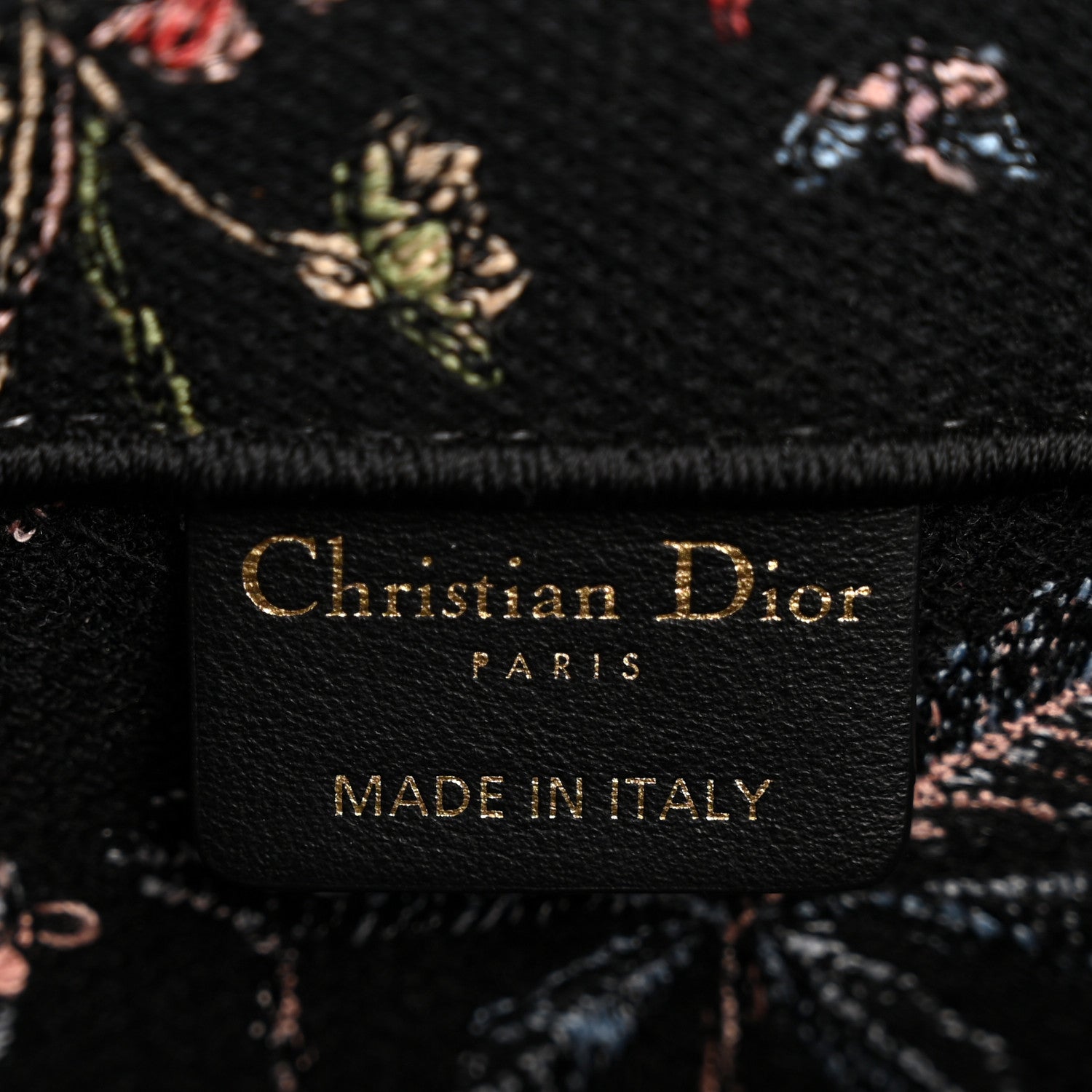 Christian Dior Canvas Embroidered Medium Cabinet De Curiosites Book Tote Black Multicolor