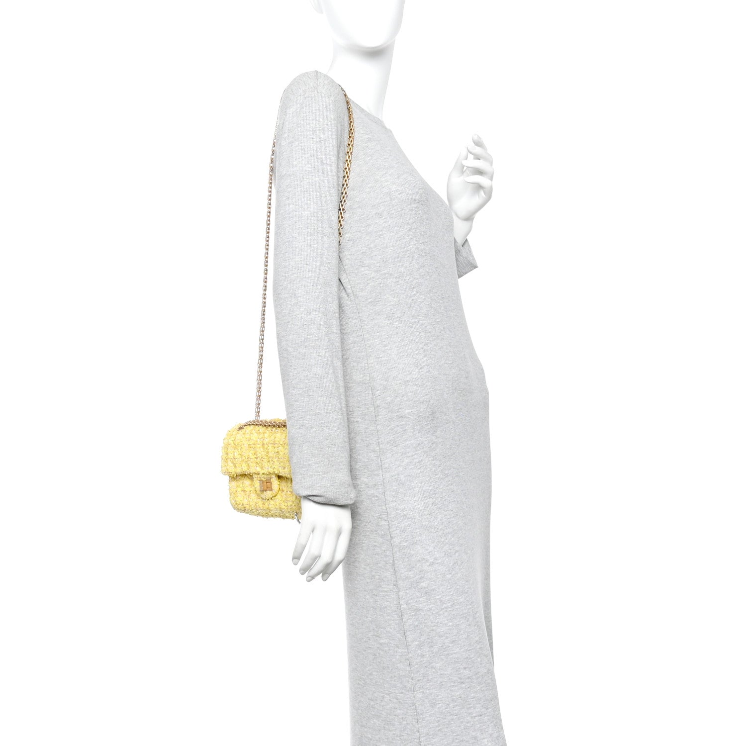 Chanel Tweed Quilted 2.55 Reissue Mini Flap Yellow