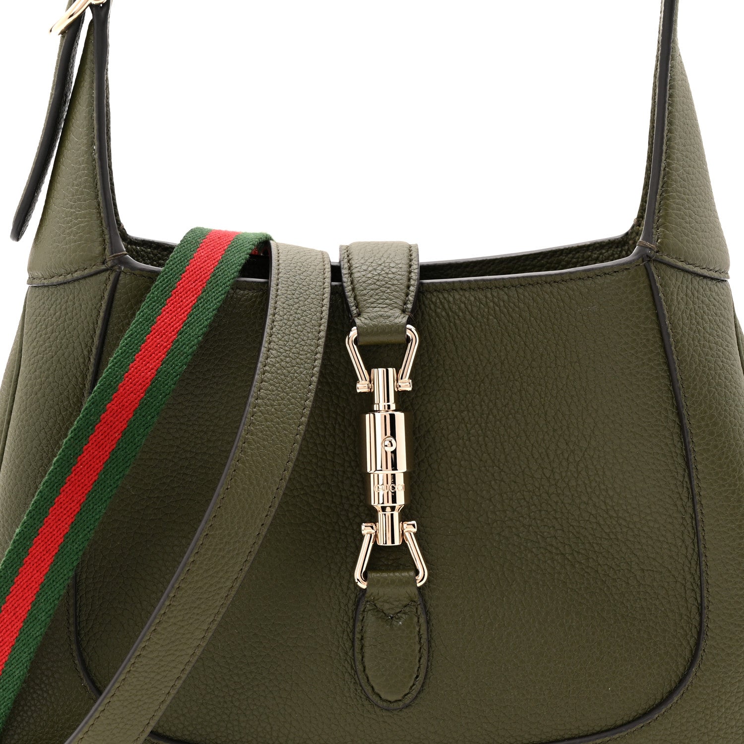 Gucci Sea Calfskin Web Medium Jackie 1961 Hobo Dark Green