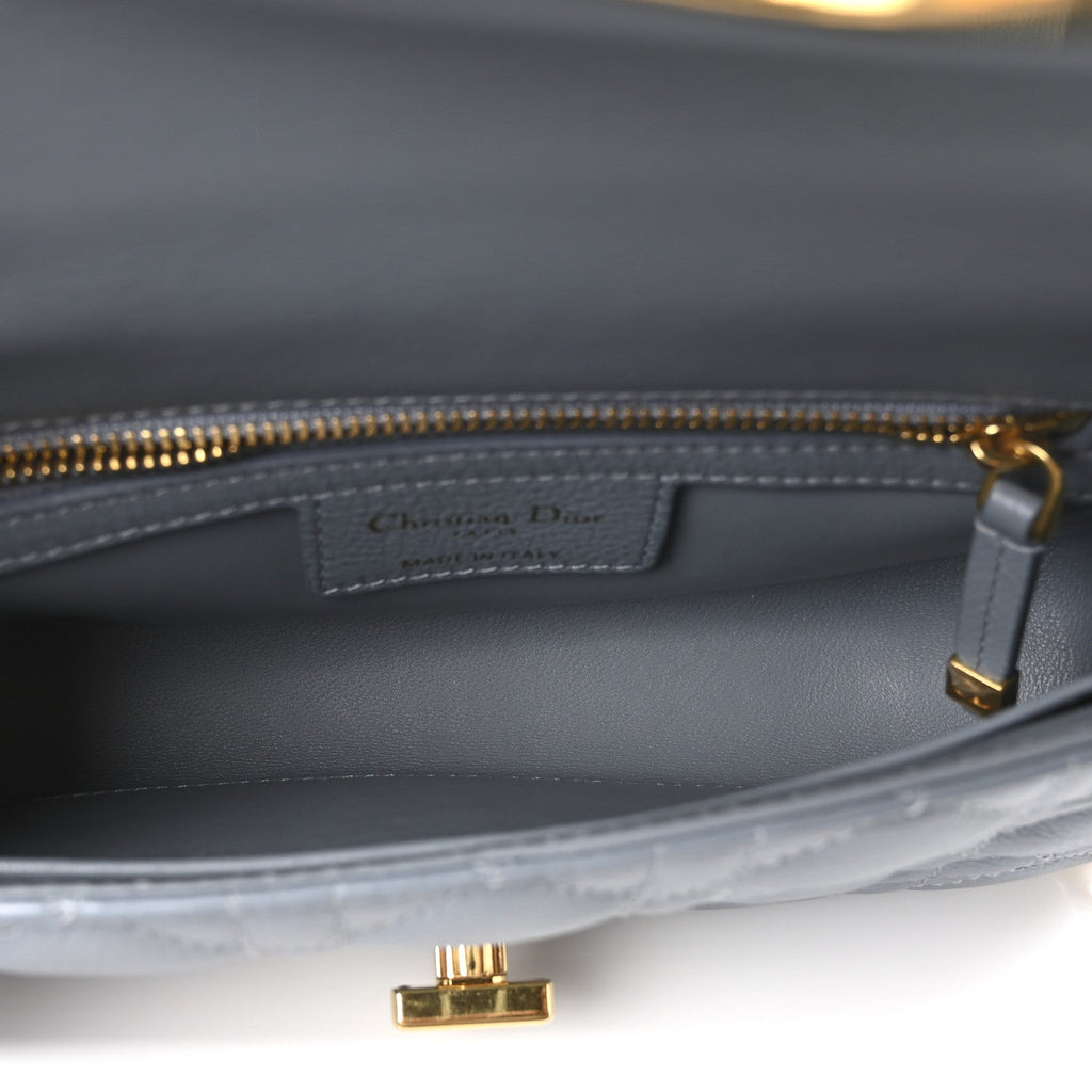 Christian Dior Calfskin Cannage Small Caro Bag Cloud Blue