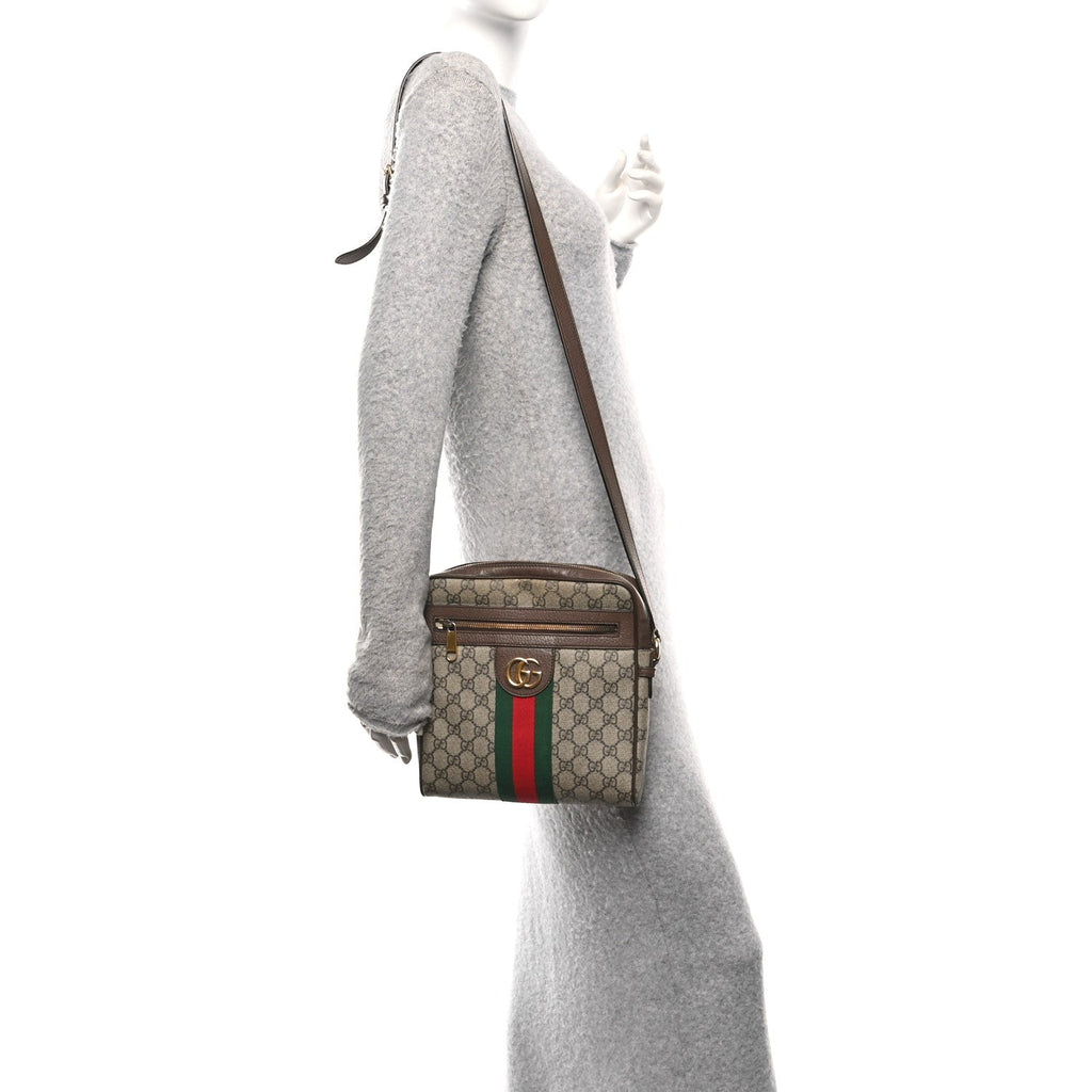 Gucci GG Supreme Monogram Web Small Ophidia Messenger Bag Brown