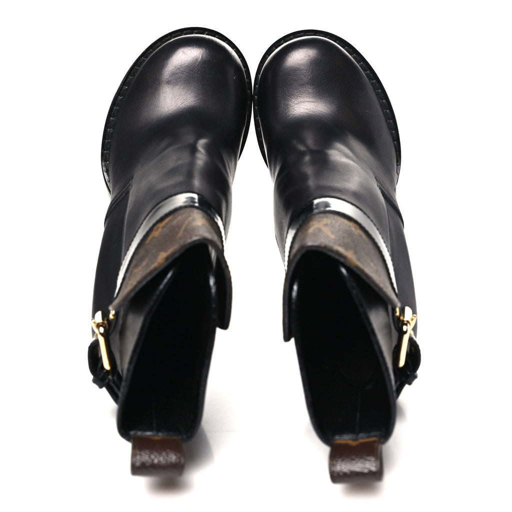 Louis Vuitton Calfskin Monogram Star Trail Ankle Boots 37 Black