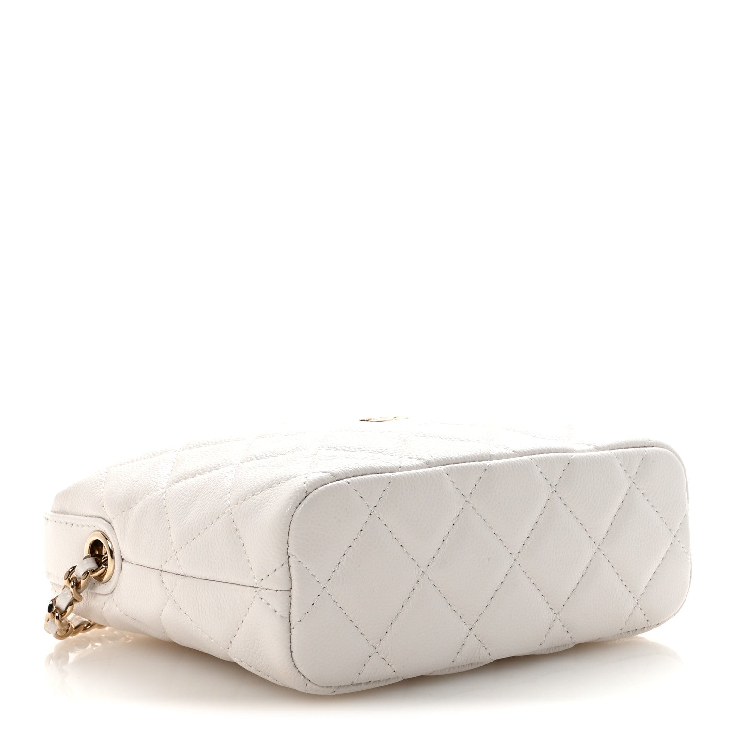 Chanel Caviar Quilted Hobo Clutch With Chain White
