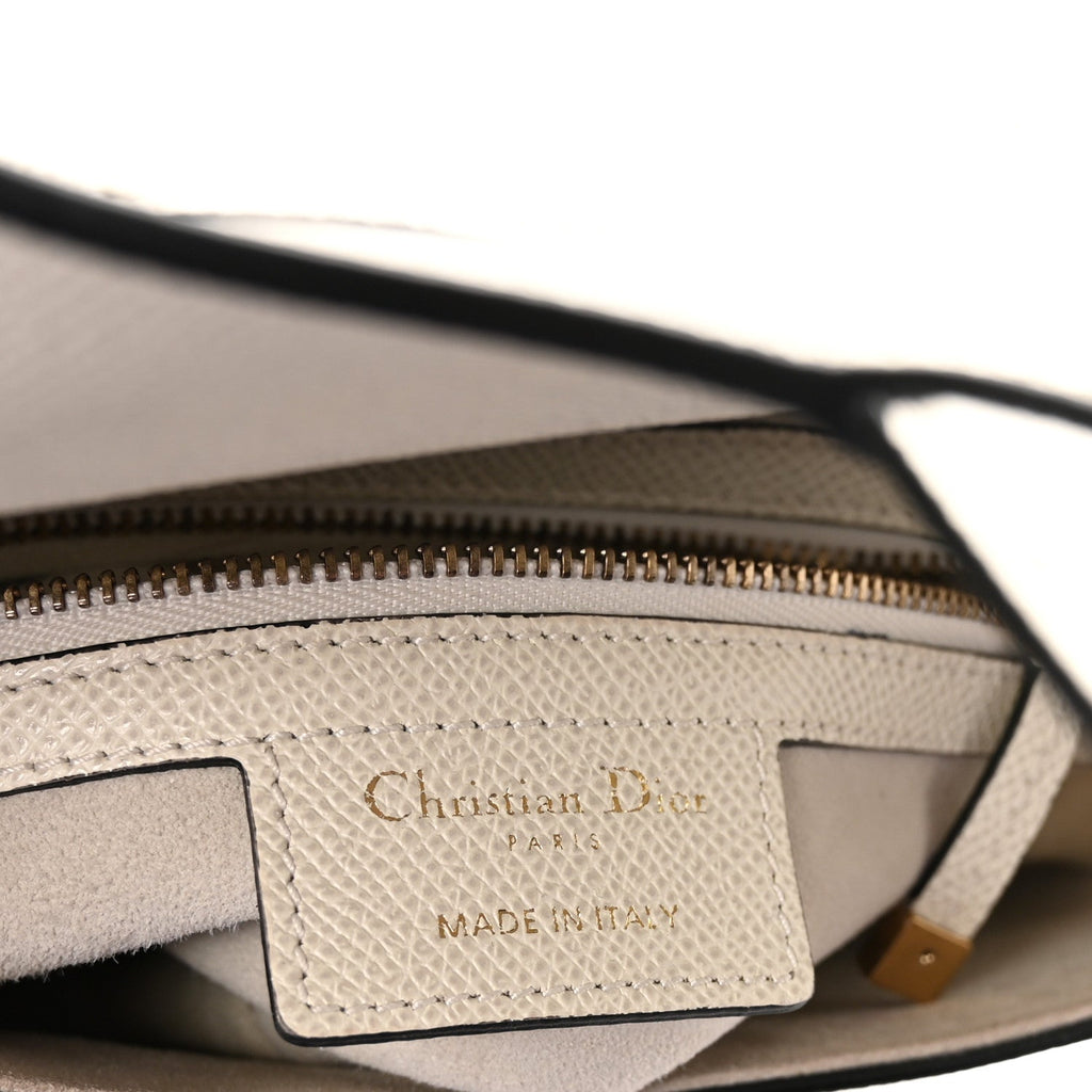 Christian Dior Grained Calfskin Saddle Bag White