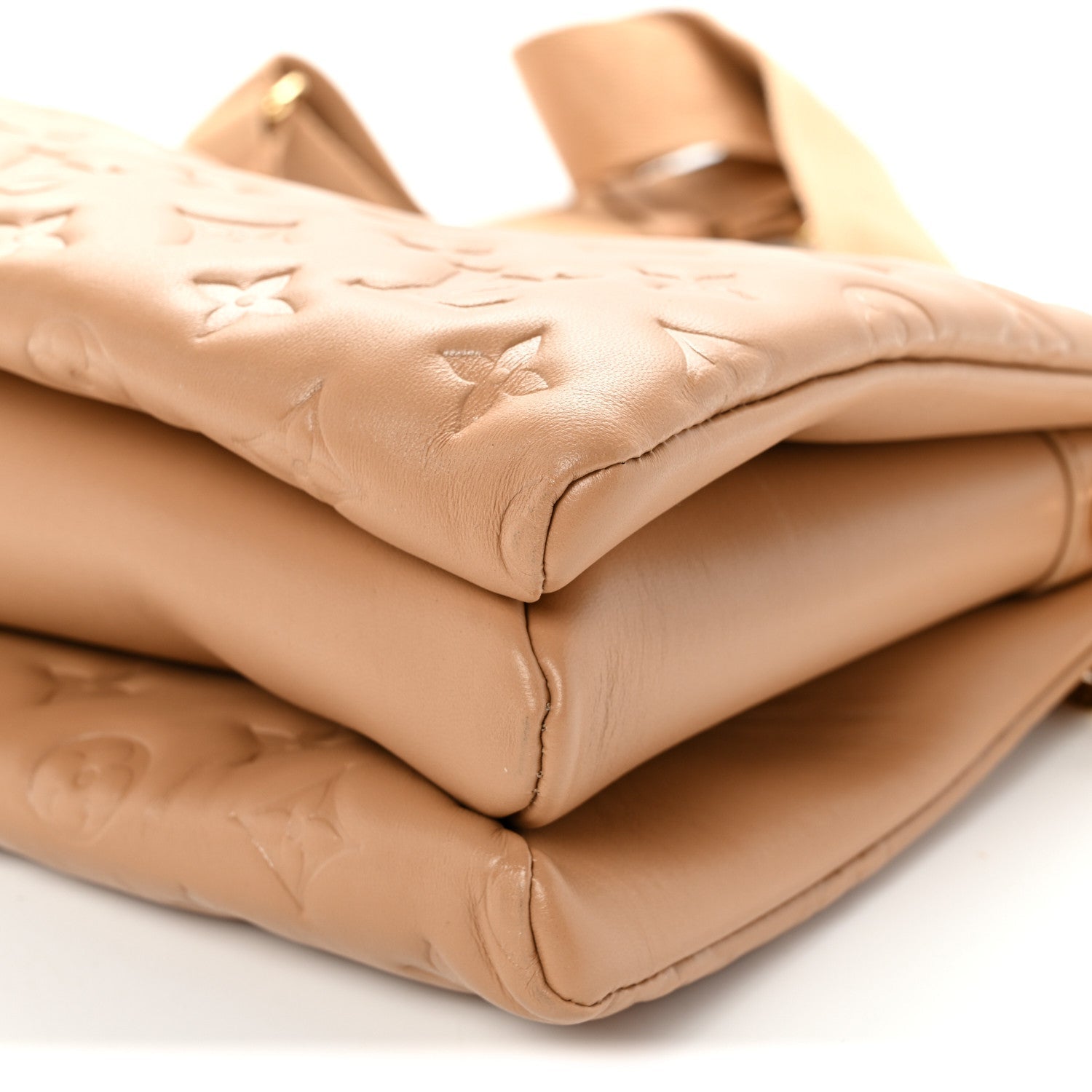 Louis Vuitton Lambskin Embossed Monogram Coussin PM Camel