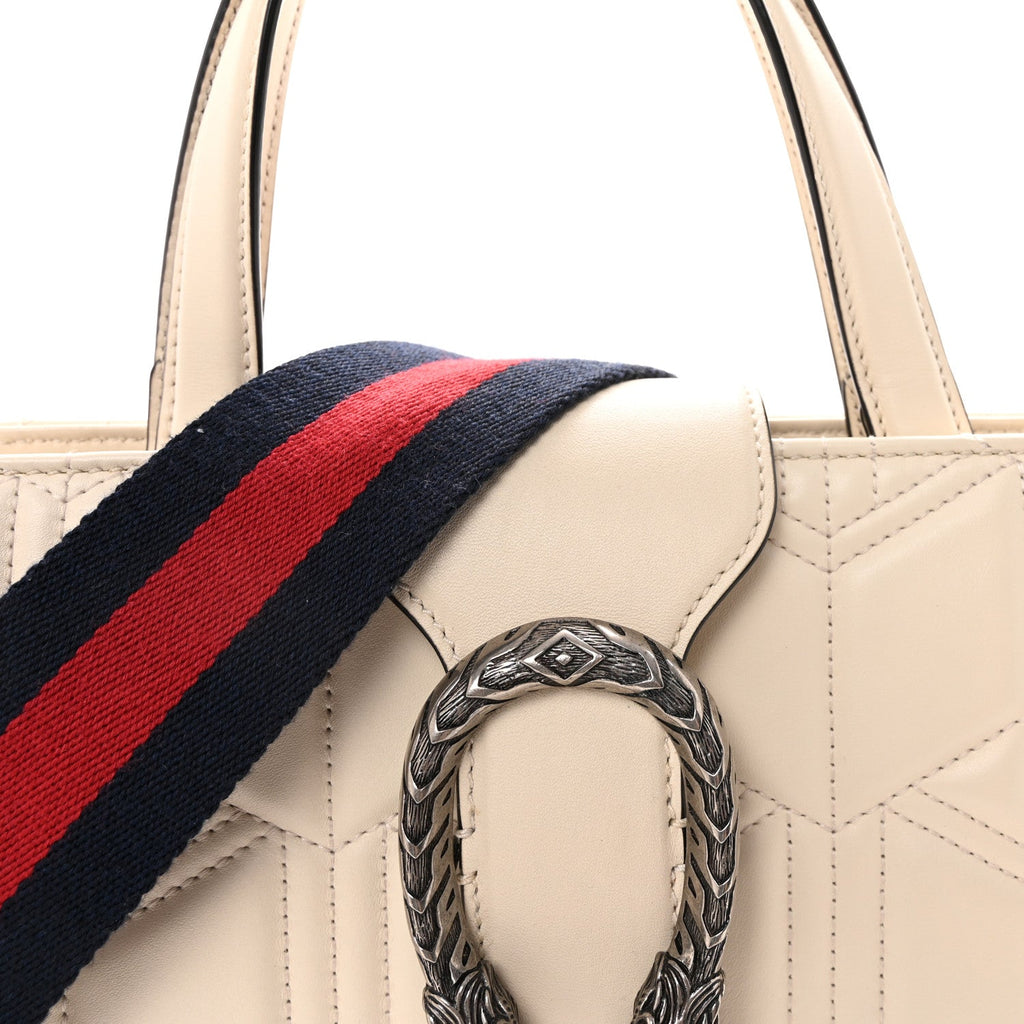Gucci Cafskin Web Quilted Large Dionysus Tote Bag White