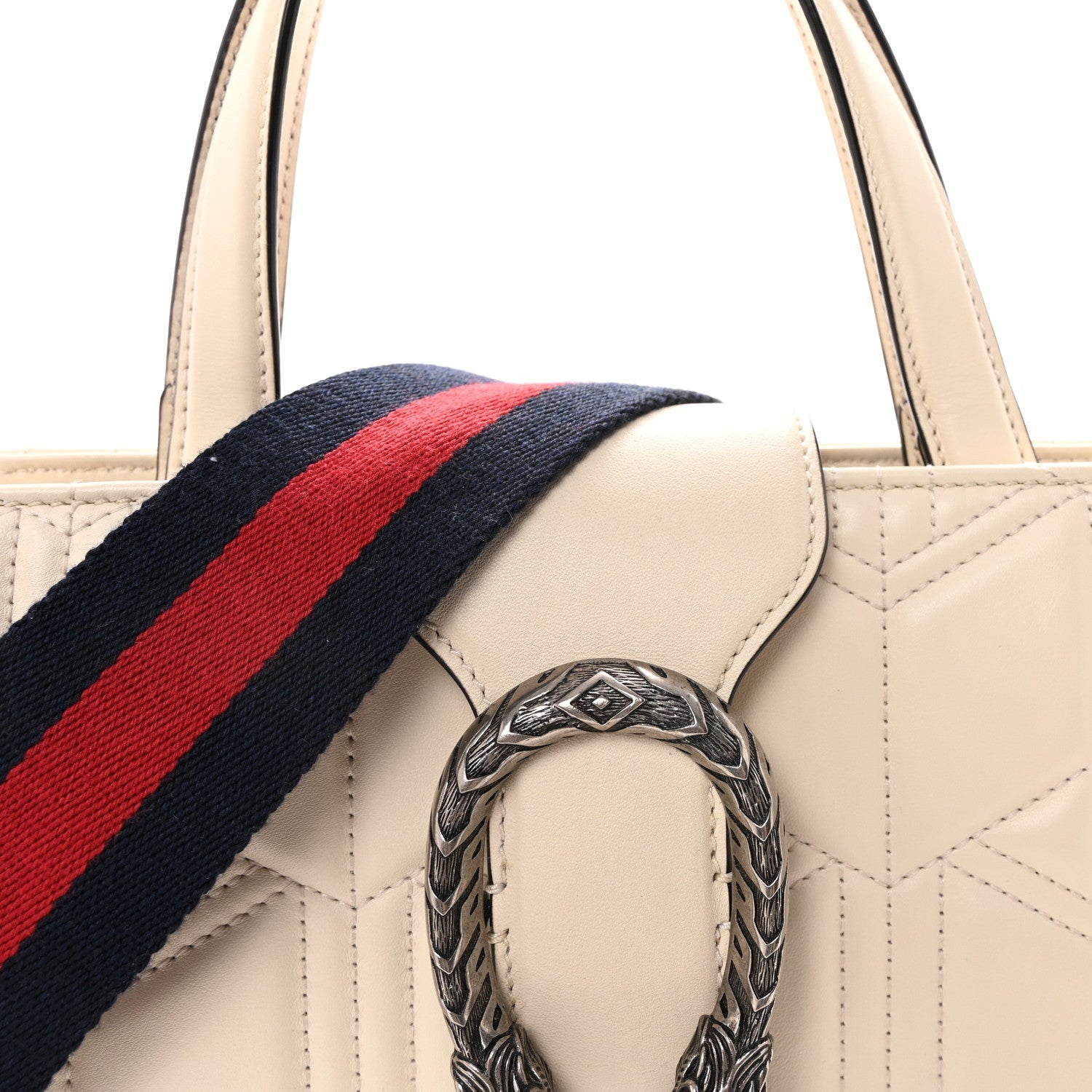 Gucci Cafskin Web Quilted Large Dionysus Tote Bag White