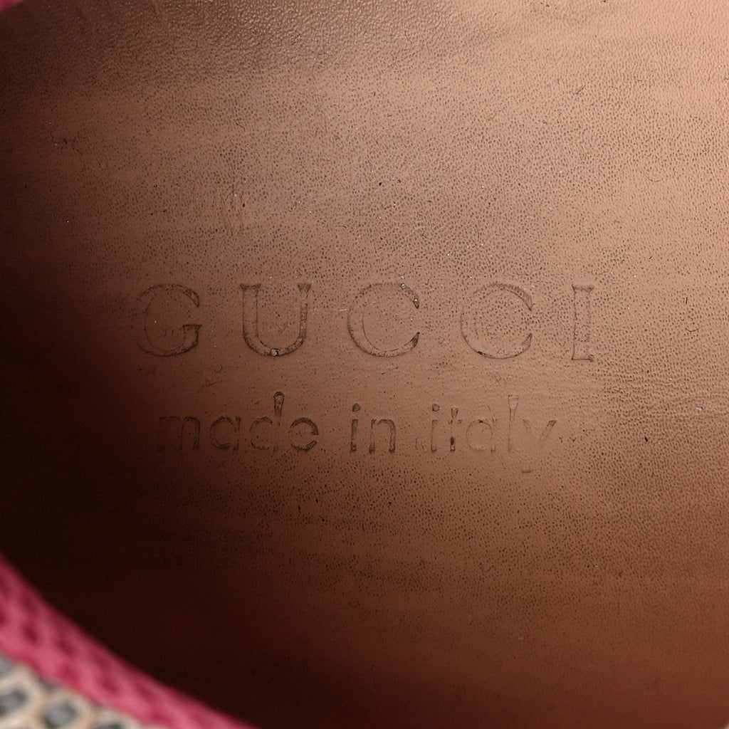 Gucci X SEGA Mesh Canvas Calfskin Womens Flashtrek Sneakers 36 White Box Pink Ardesia Loess