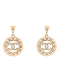 Crystal CC Round Drop Earrings Gold