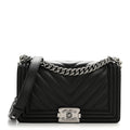 Chanel Lambskin Chevron Quilted Medium Boy Flap Black