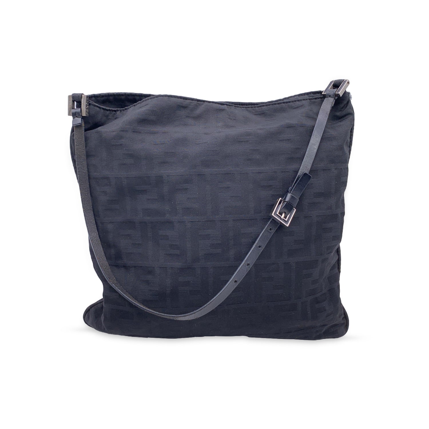 FENDI Black Monogram Zucca Canvas Tote Shoulder Bag