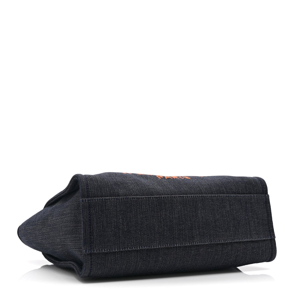Chanel Denim Small Deauville Tote Blue Orange