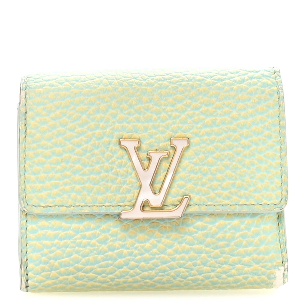 Louis Vuitton Taurillon Summer Stardust Capucines XS Wallet Vert D'Eau