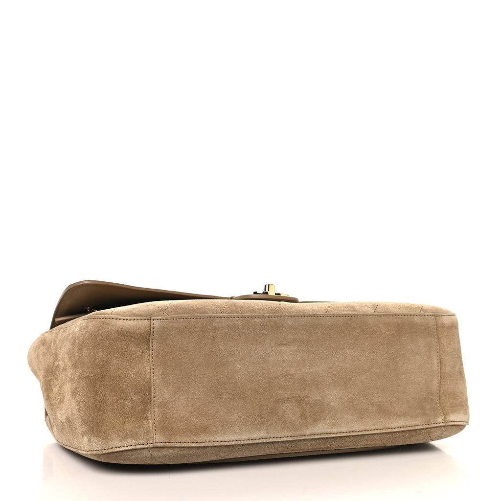 Chanel Suede Calfskin Small Souplissimo Maxi Flap Dark Beige