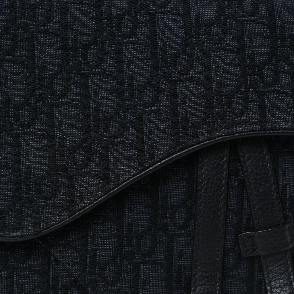 Christian Dior Oblique Mens Saddle Bag Black Blue