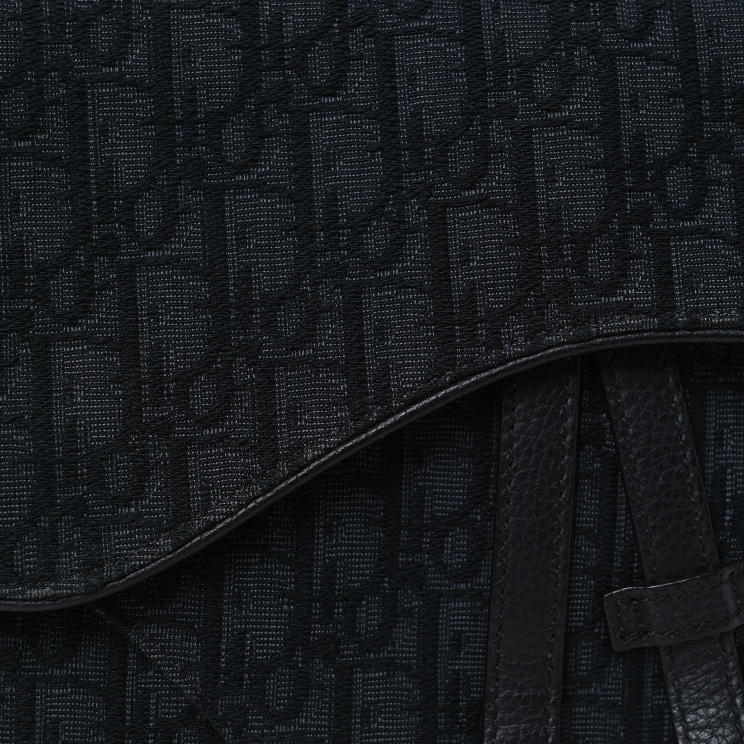 Christian Dior Oblique Mens Saddle Bag Black Blue