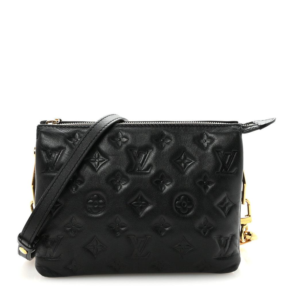 Louis Vuitton Lambskin Embossed Monogram Coussin BB Black
