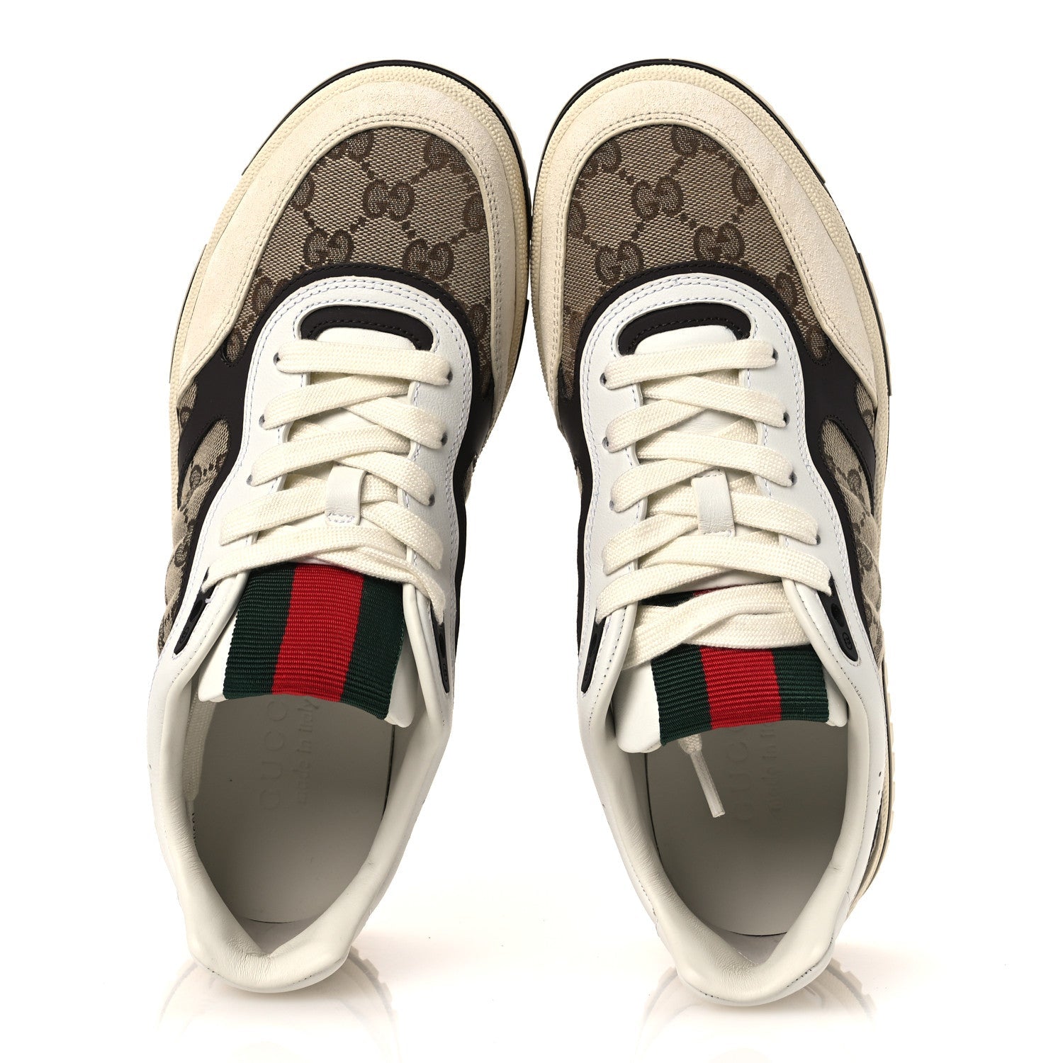 Gucci Monogram Suede Re-Web Sneakers 6 Ivory Beige Ebony
