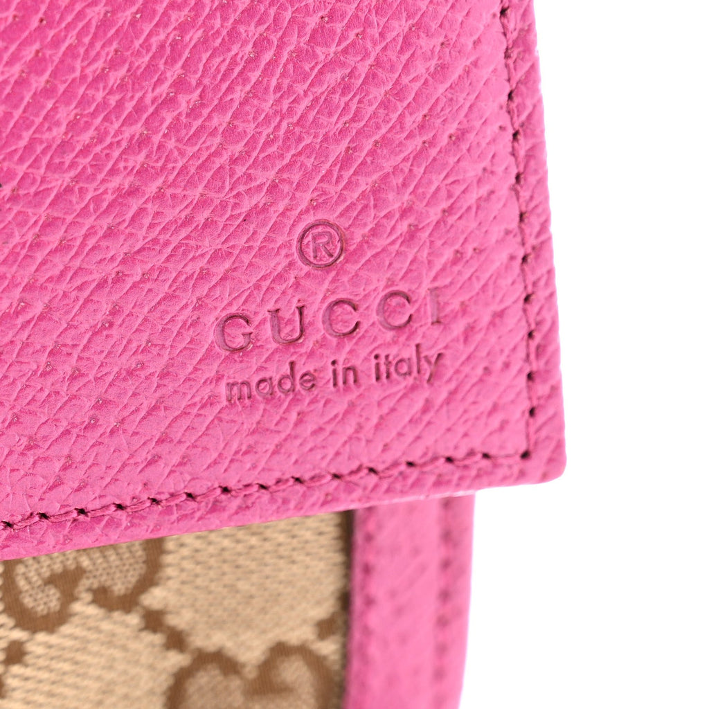 Gucci Calfskin GG Monogram Continental Wallet Beige Fuchsia