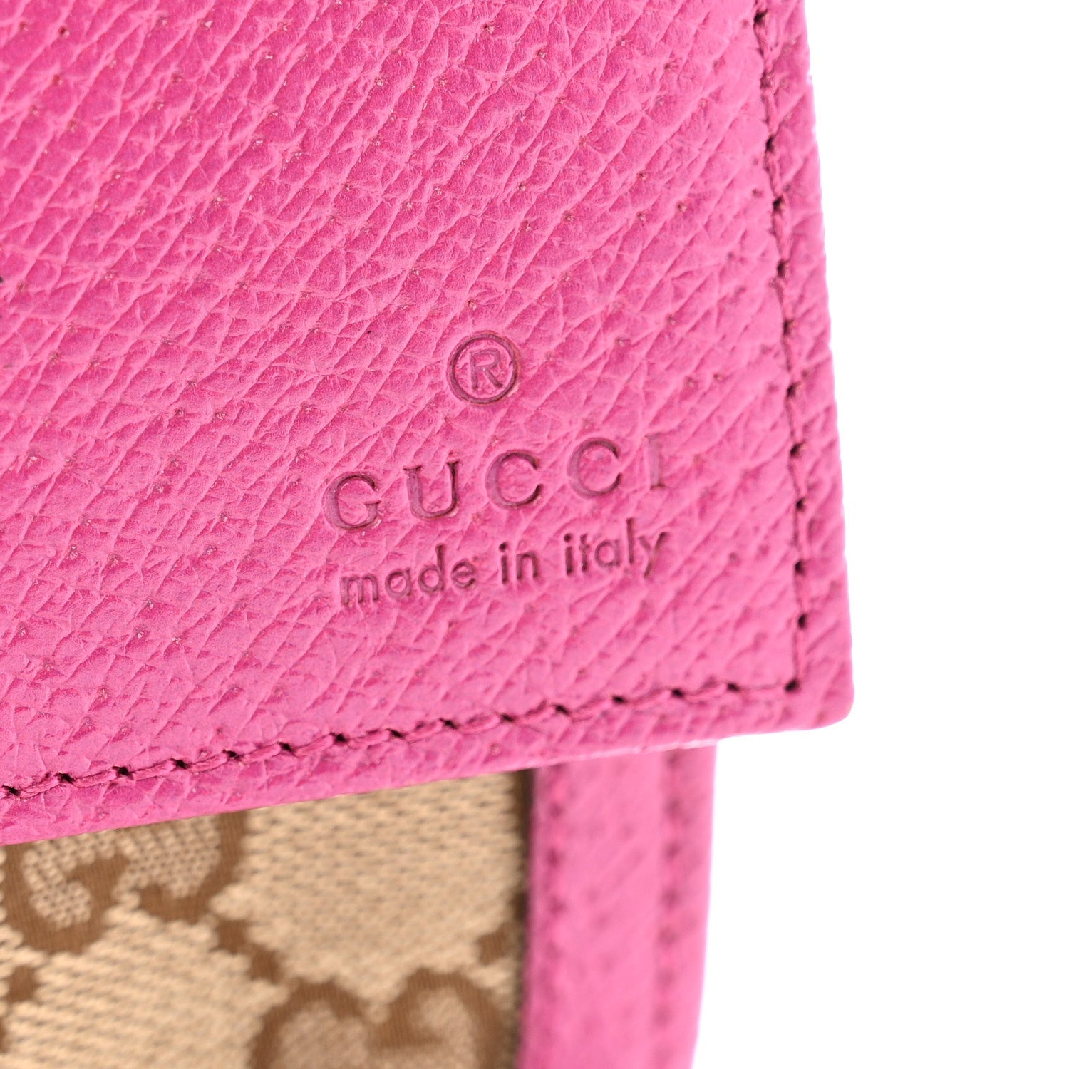 Gucci Calfskin GG Monogram Continental Wallet Beige Fuchsia