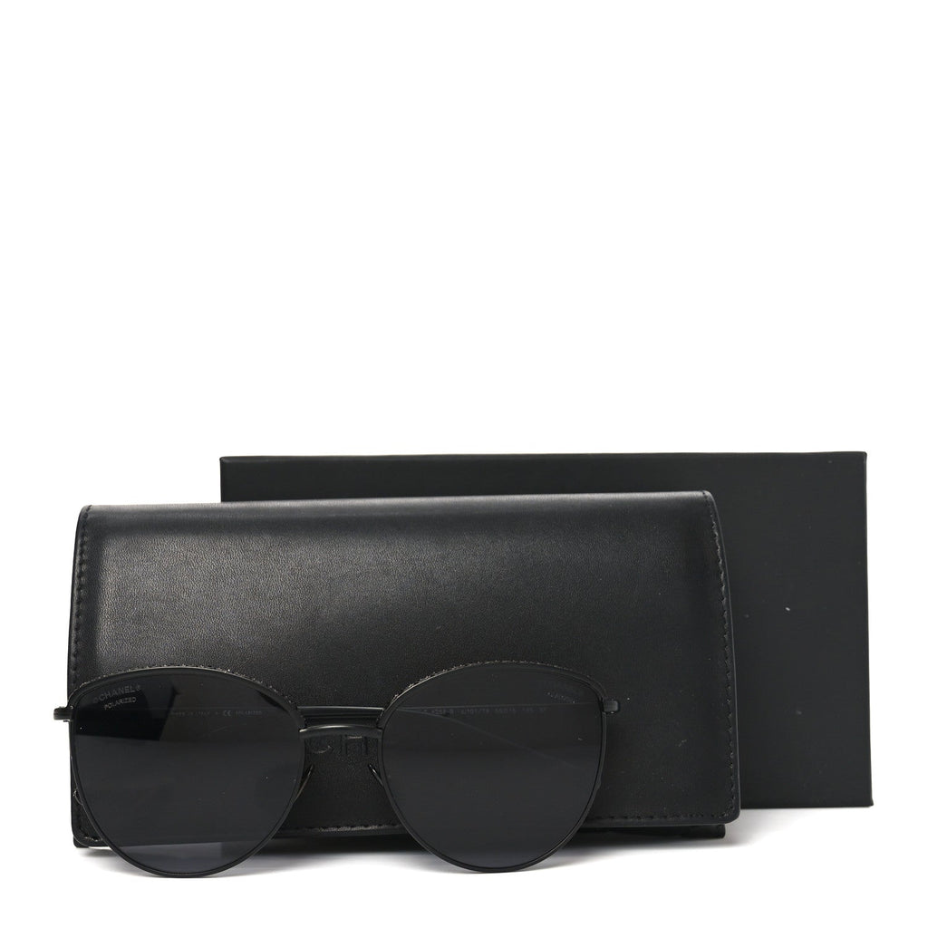 Metal Crystal Polarized Sunglasses 4258-B Black