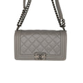 Chanel bag Gray Quilted Calfskin Medium Boy Bag