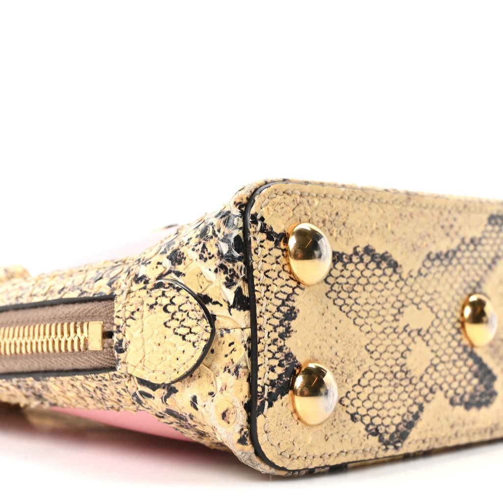 Gucci Snakeskin Boarded Plutone Calfskin Mini Horsebit 1955 Top Handle Bag Wild Rose Beige