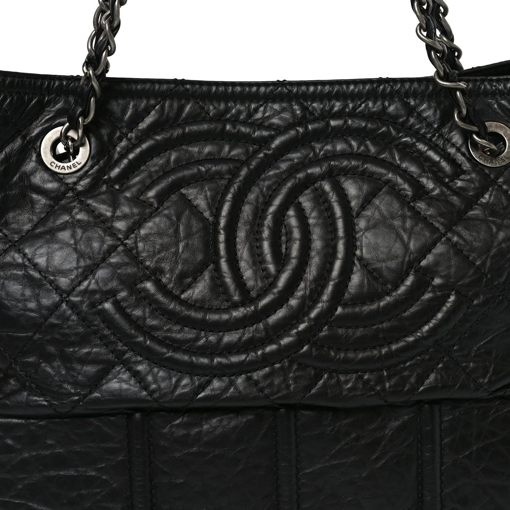 Chanel Aged Calfskin Small Shopping in Moscow Tote Black
