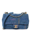 Chanel Denim Quilted Denim Large Mood Flap Blue Multicolor