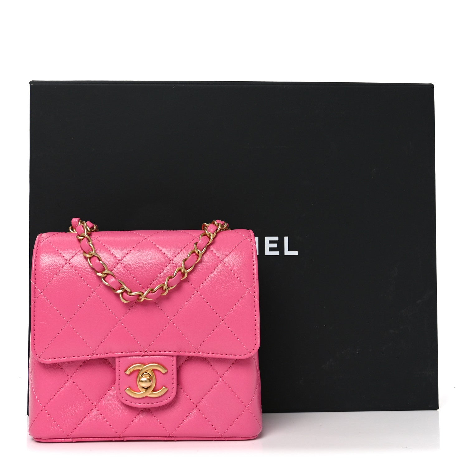 Chanel Goatskin Quilted Mini Square Flap Pink