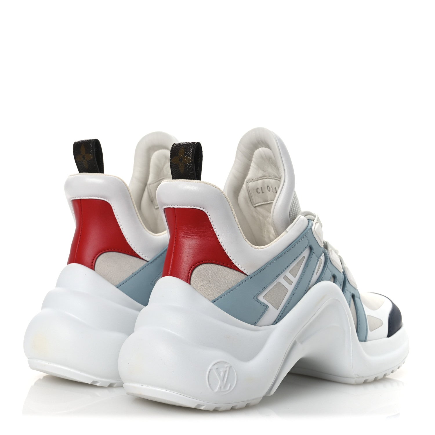 Louis Vuitton Calfskin Technical Nylon LV Archlight Sneakers 38 White Blue Gris