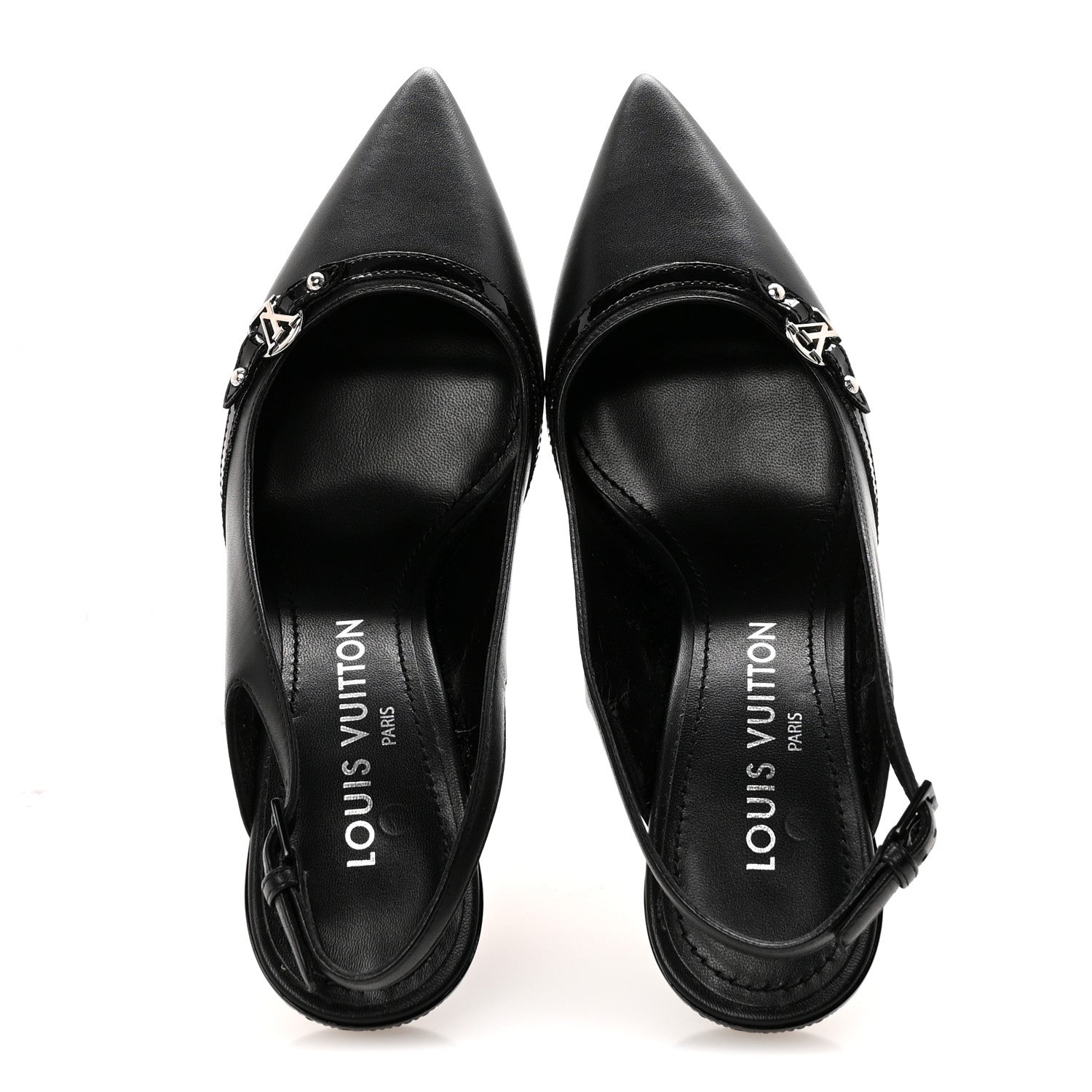 Louis Vuitton Lambskin 6AM Slingback Pumps 37.5 Black