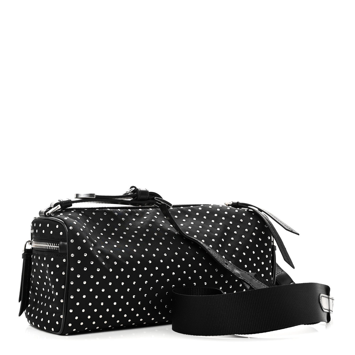 Prada Re-Nylon Studded Shoulder Bag Black