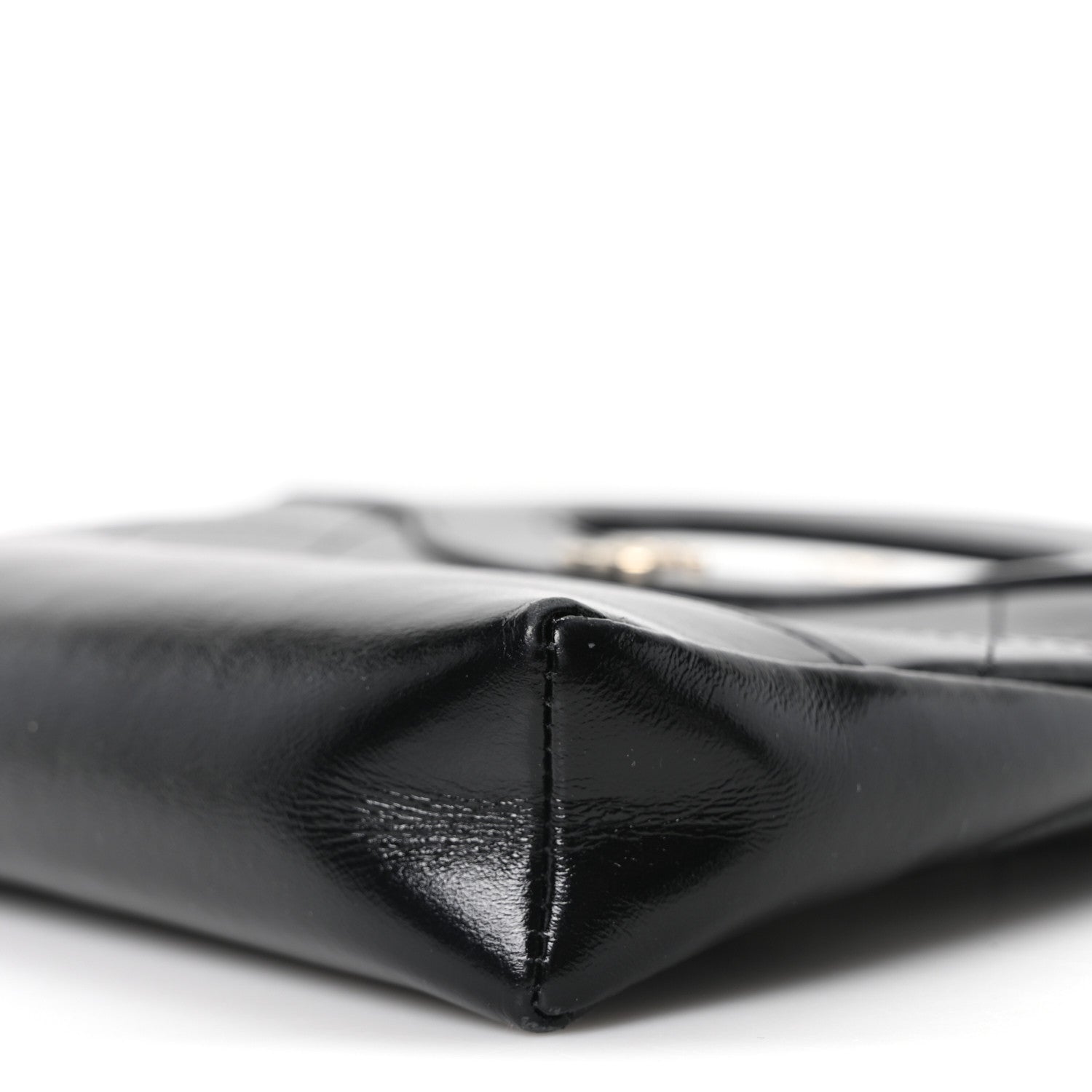 Chanel Shiny Crumpled Calfskin Quilted Nano 31 Shopping Bag Black