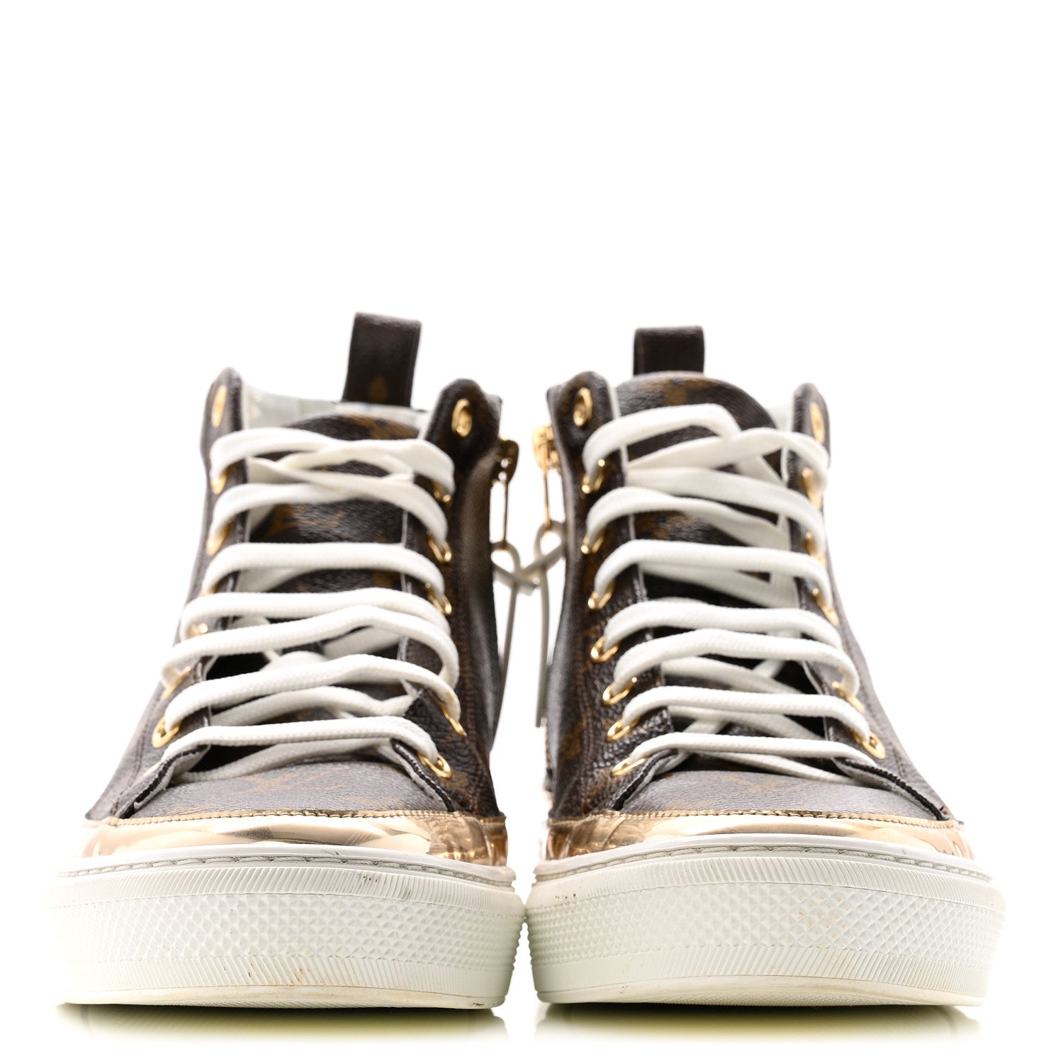 Louis Vuitton Patent Monogram Stellar Sneaker Boots 38.5 Gold