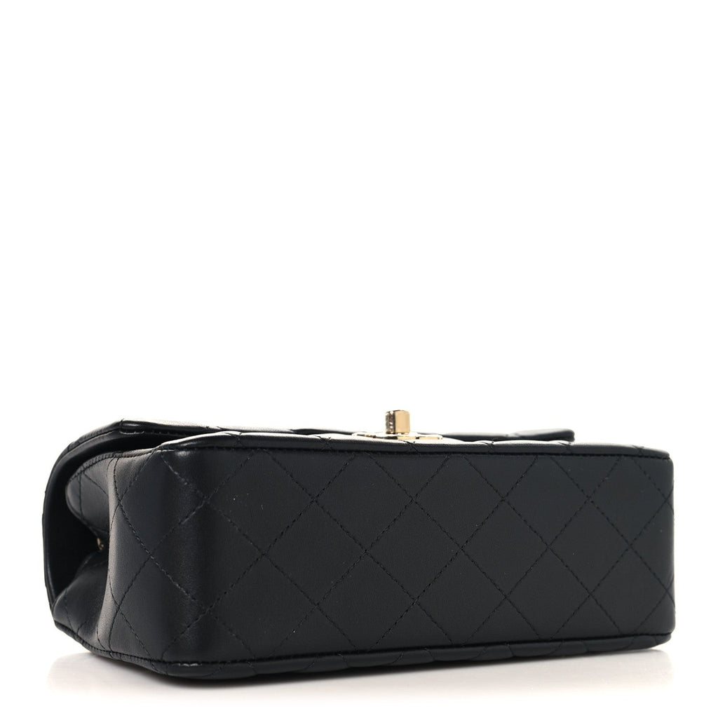 Chanel Lambskin Quilted Mini Rectangular Flap Black