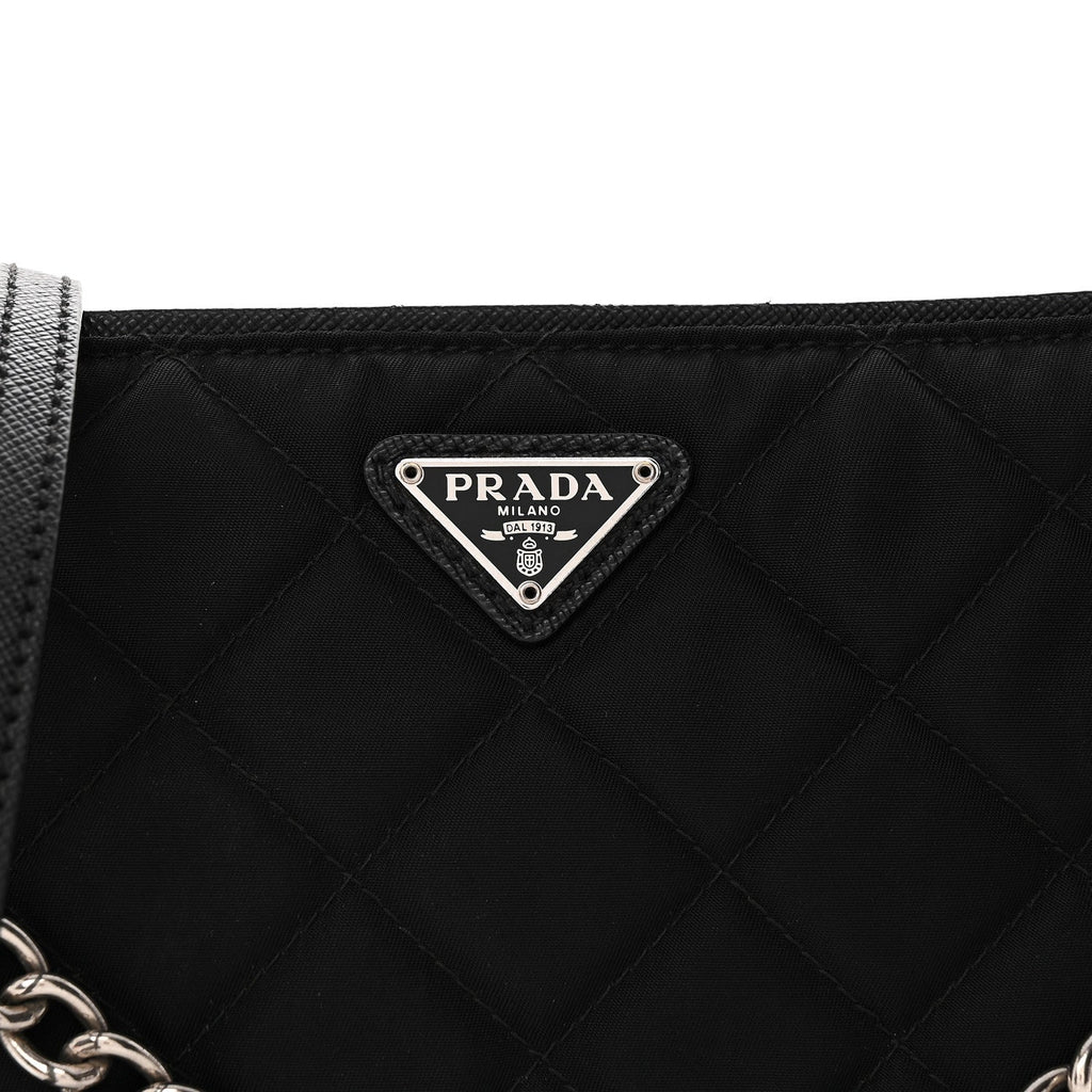 Prada Nylon Tessuto Impuntu Quilted Crossbody Bag Black