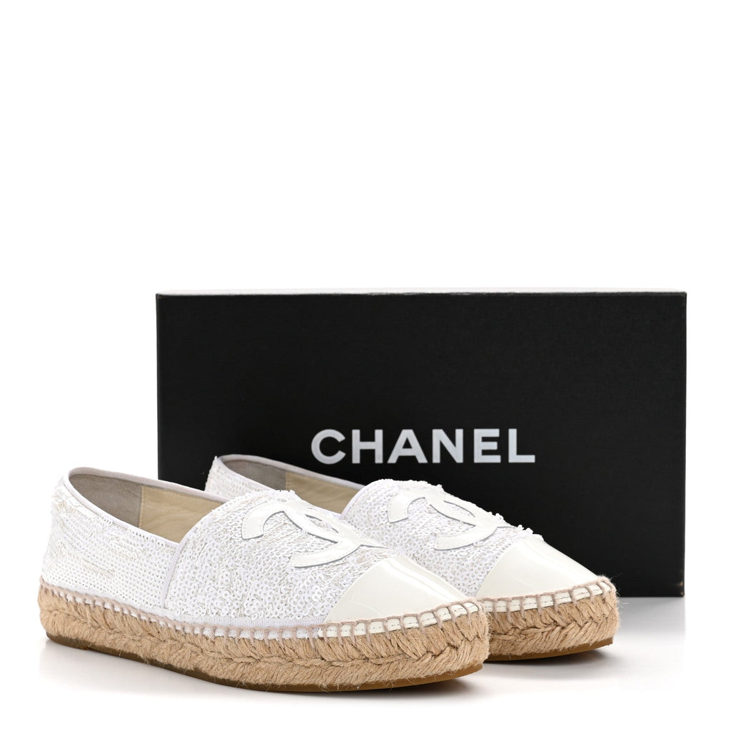 Patent Sequin CC Espadrilles 36 White