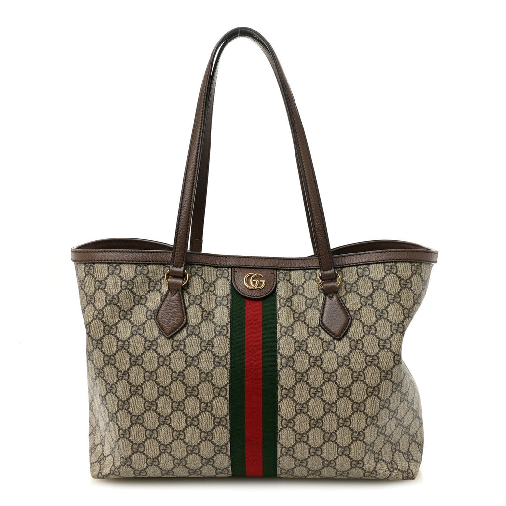Gucci GG Supreme Monogram Medium Ophidia Shopping Tote Brown