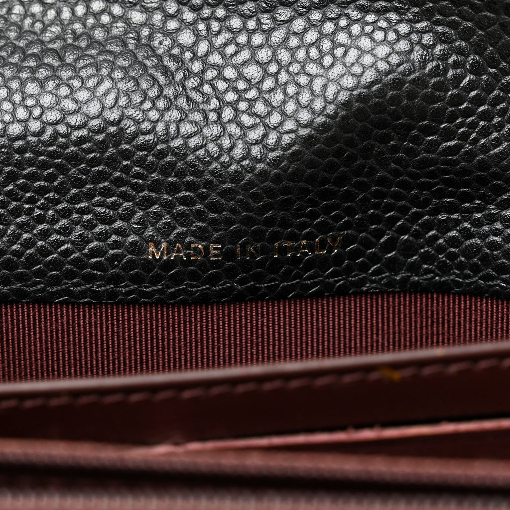 Caviar Quilted Large Gusset Flap Wallet Black
