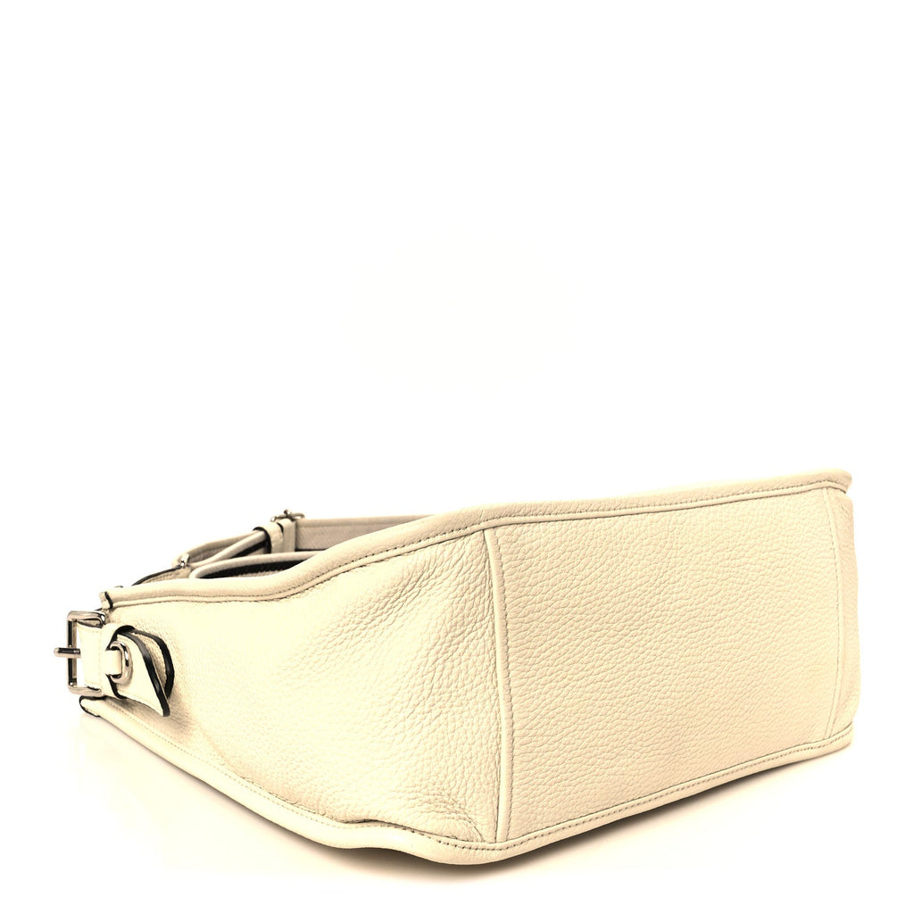 Prada Vitello Daino Soft Hobo Messenger Bag White