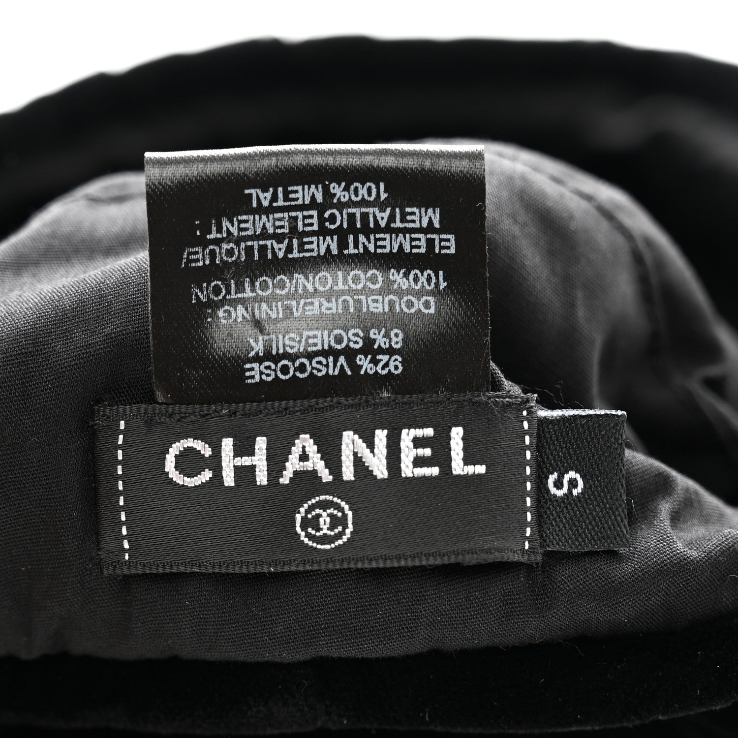 Chanel Velvet Beret Hat S Black