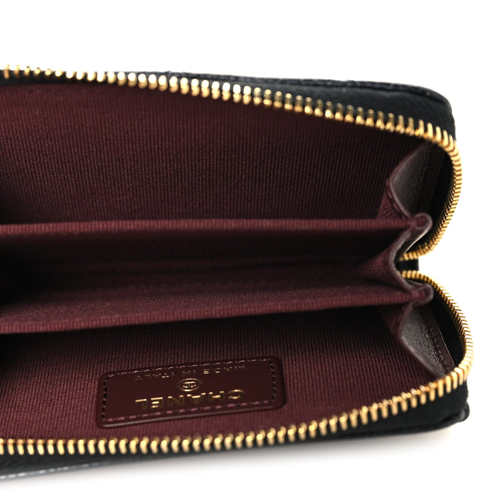 Caviar Quilted Zip Coin Purse Black