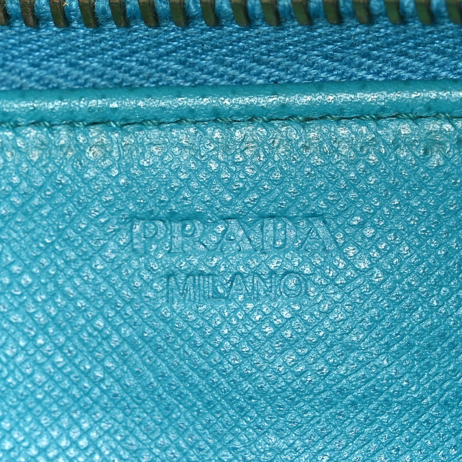 Prada Saffiano Metal Zip Around Wallet Blue