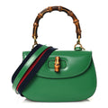 Gucci Boarded Dyana Lux Calfskin Web Small Bamboo 1947 Top Handle Bag Spring Green