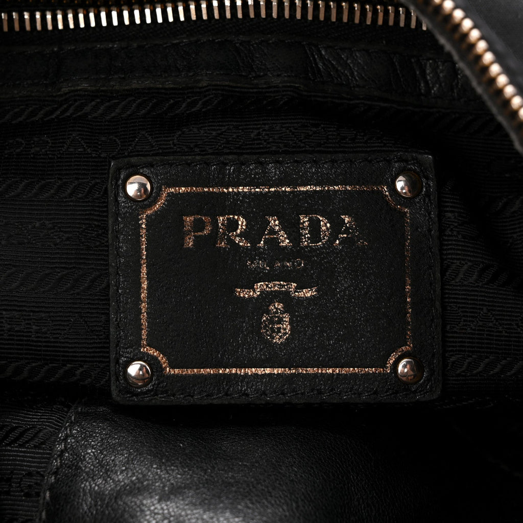 Prada Tessuto Nylon Vitello Daino Shopping Satchel Black