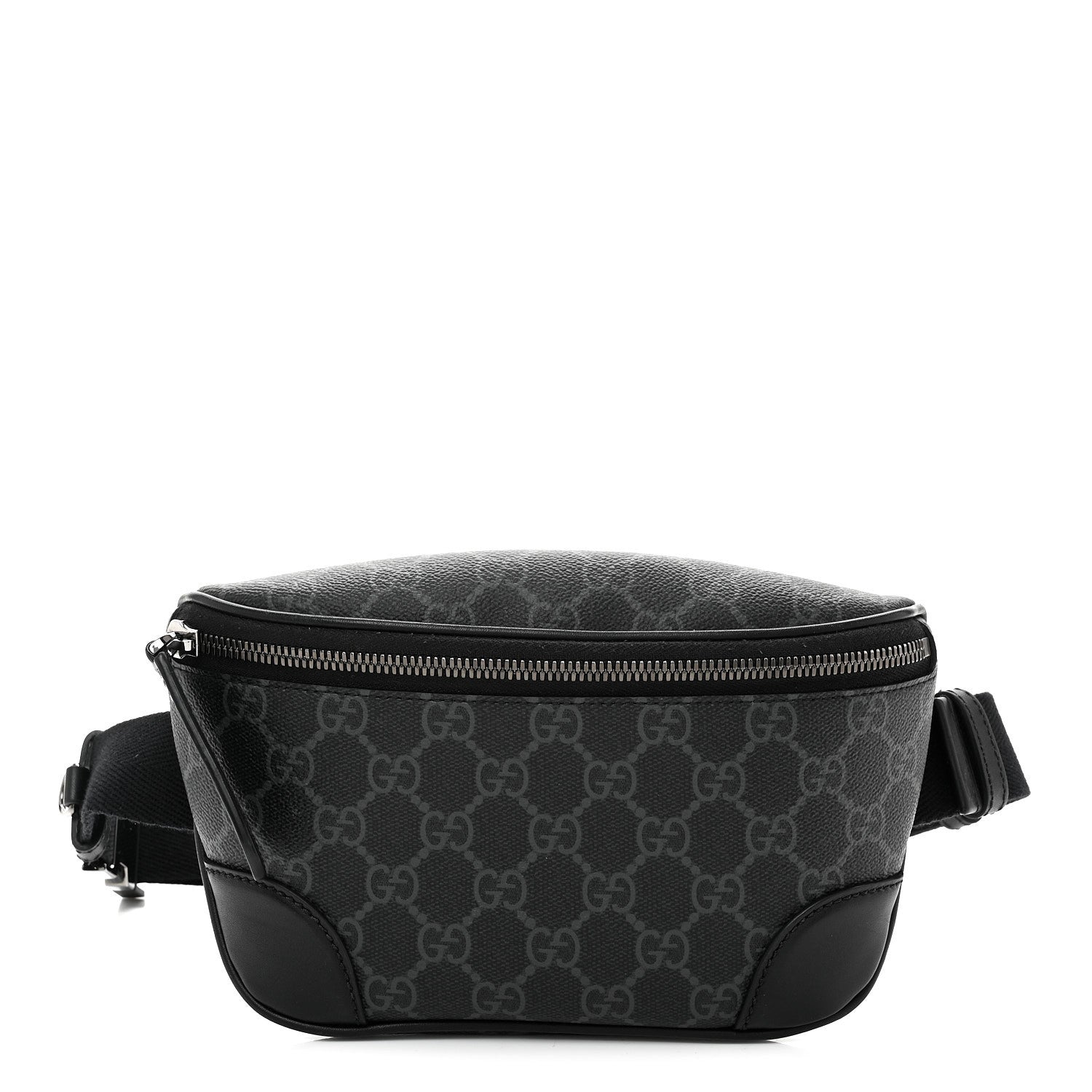 Gucci GG Supreme Monogram Emblem Calfskin Small Belt Bag Black Grey