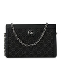 Gucci Jacquard Black Denim GG Monogram Chain Shoulder Bag Black Ivory