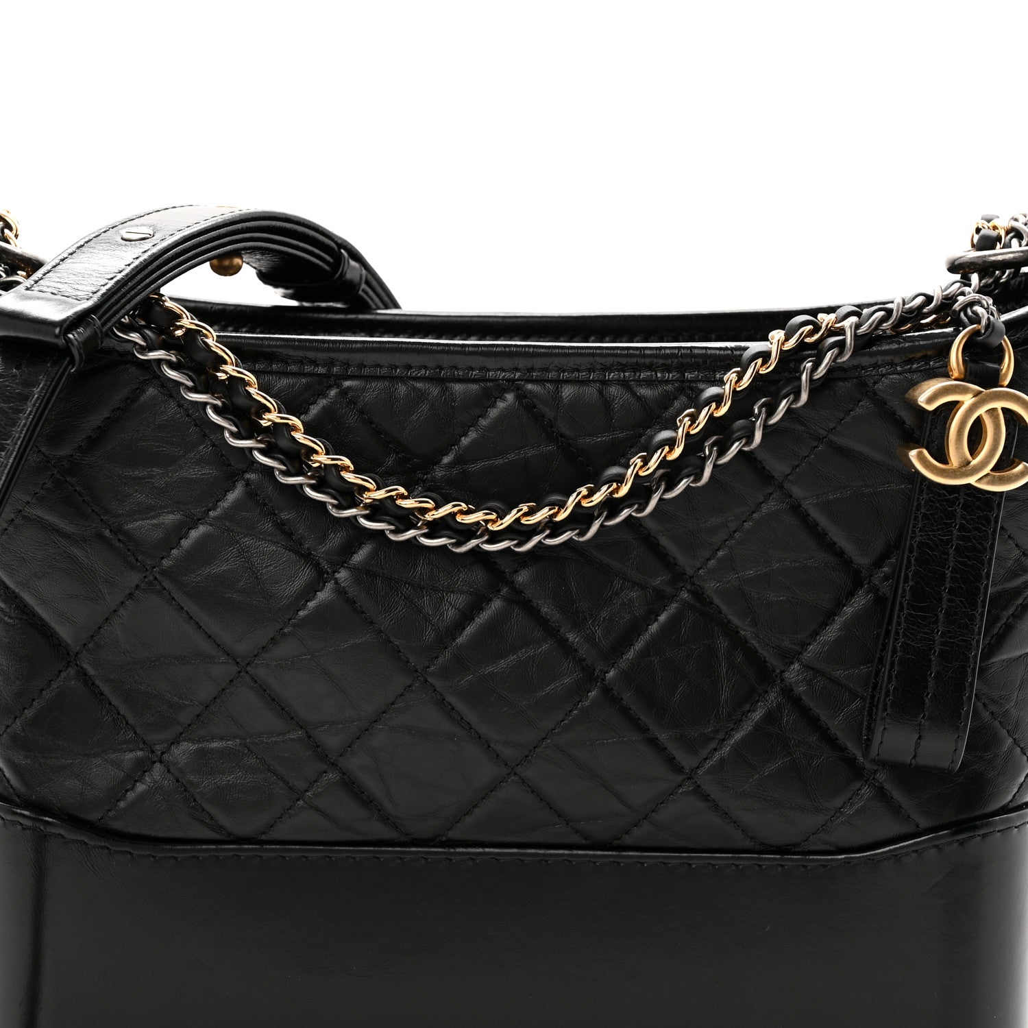 Chanel Aged Calfskin Quilted New Medium Gabrielle Hobo Black